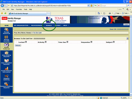 Screenshot of the ITIM To Do List